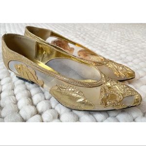 Gorgeous Zalo Gold and Mesh Flats Sz. 7.5